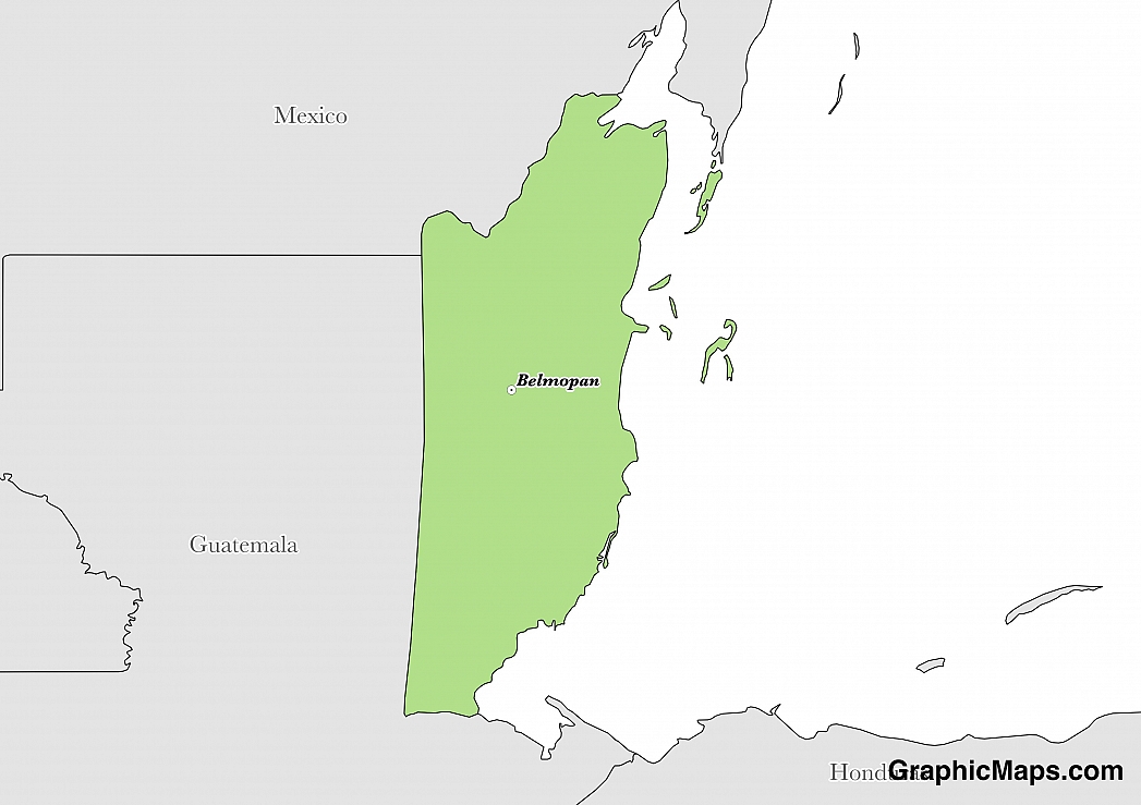 Map showing the location of Belize