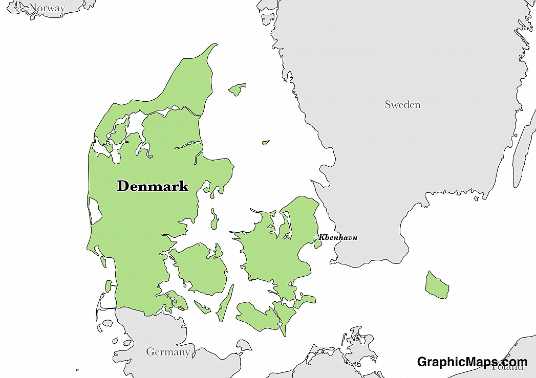Map showing the location of Denmark