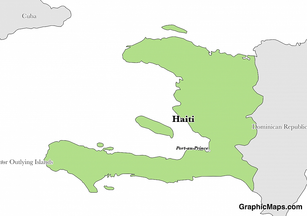 Map showing the location of Haiti
