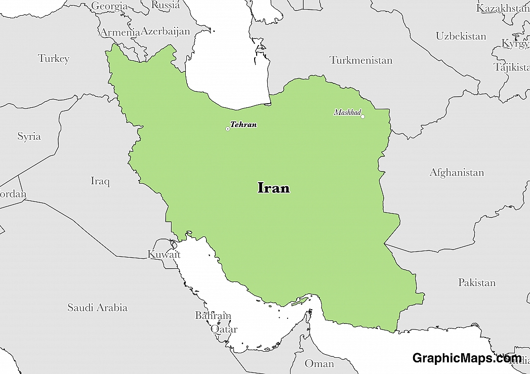 Map showing the location of Iran
