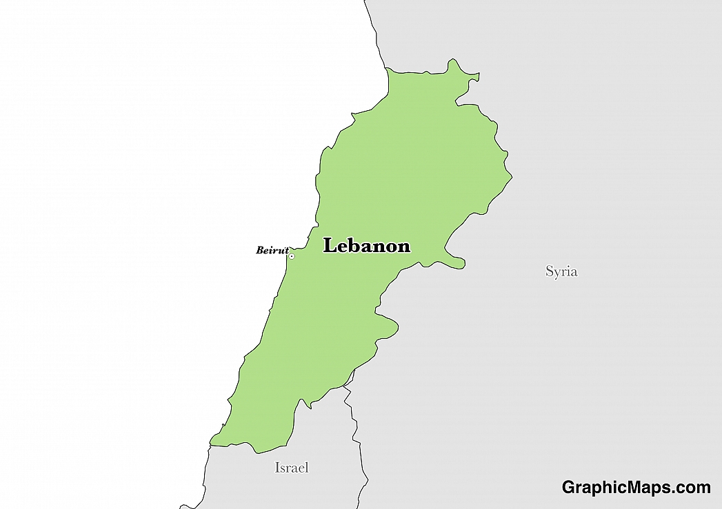 Map showing the location of Lebanon
