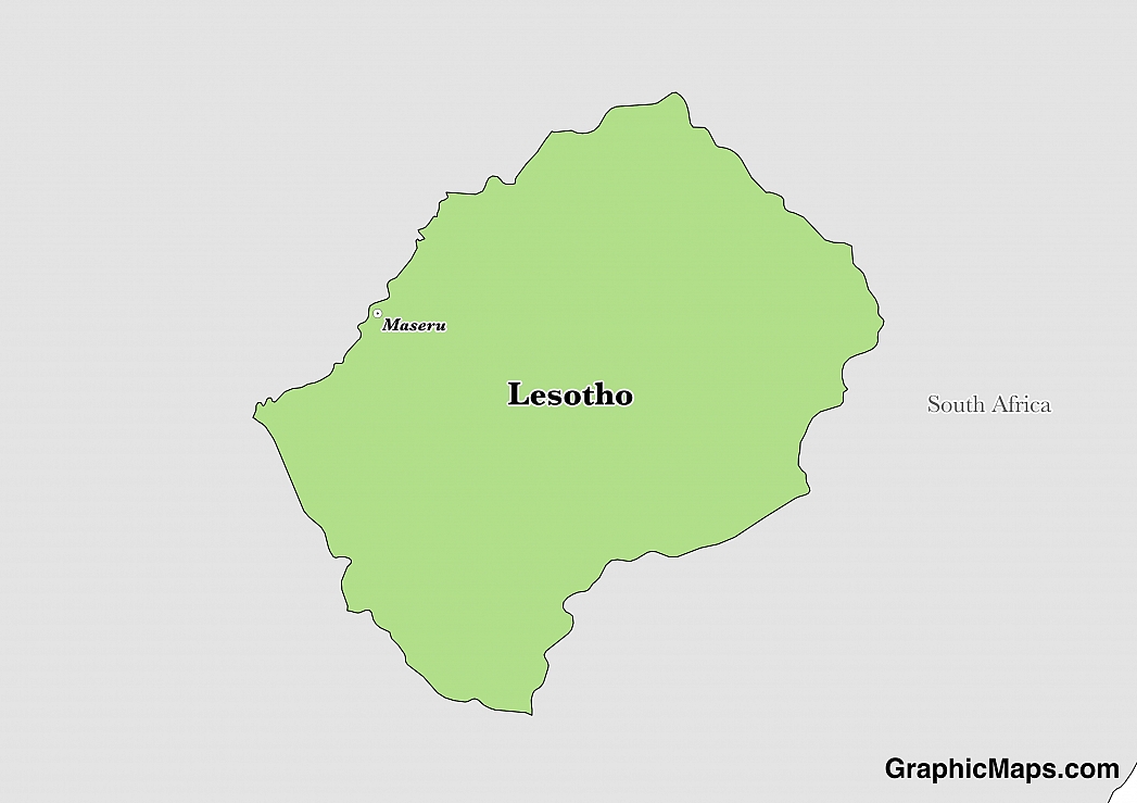 Map showing the location of Lesotho