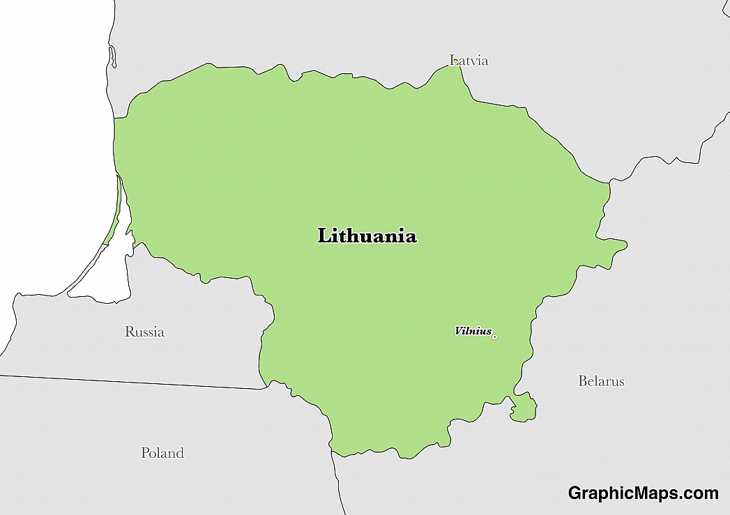 Map showing the location of Lithuania