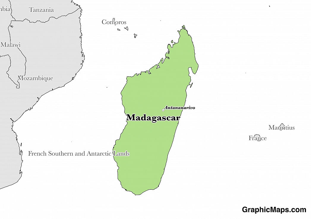 Map showing the location of Madagascar