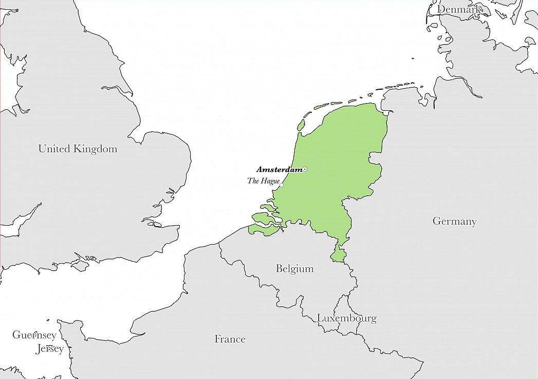 Map showing the location of Netherlands