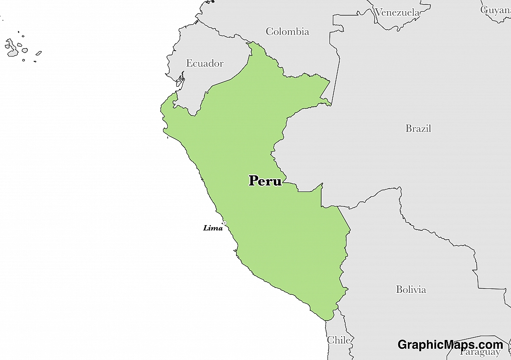 Map showing the location of Peru