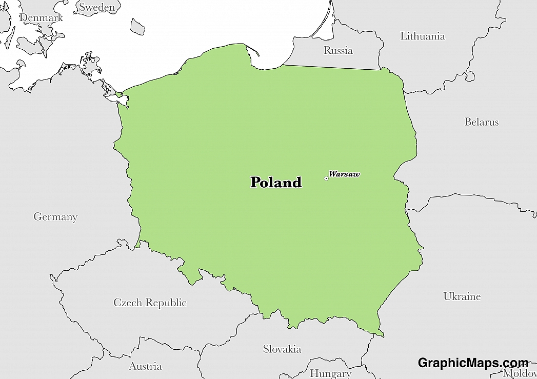 Map showing the location of Poland