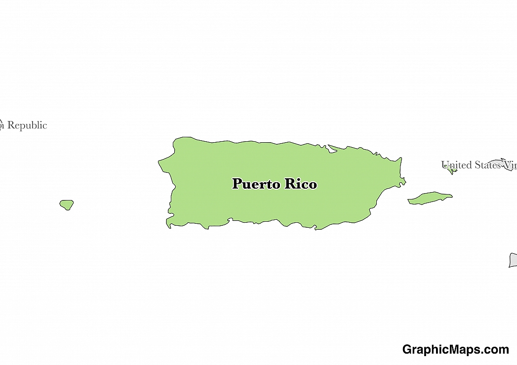 Map showing the location of Puerto Rico