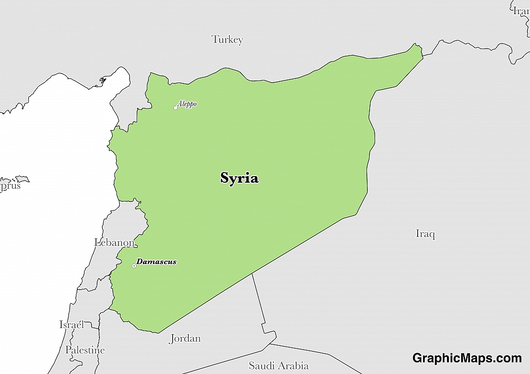 Map showing the location of Syria