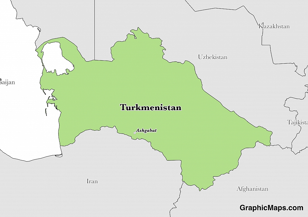 Map showing the location of Turkmenistan