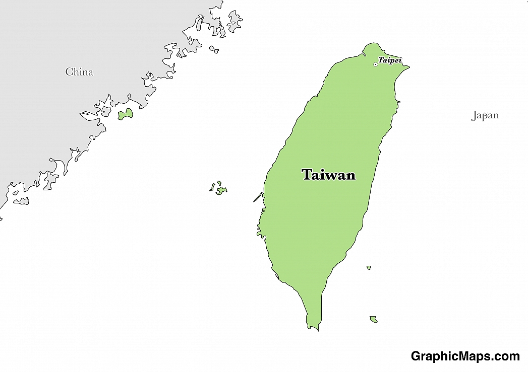 Map showing the location of Taiwan