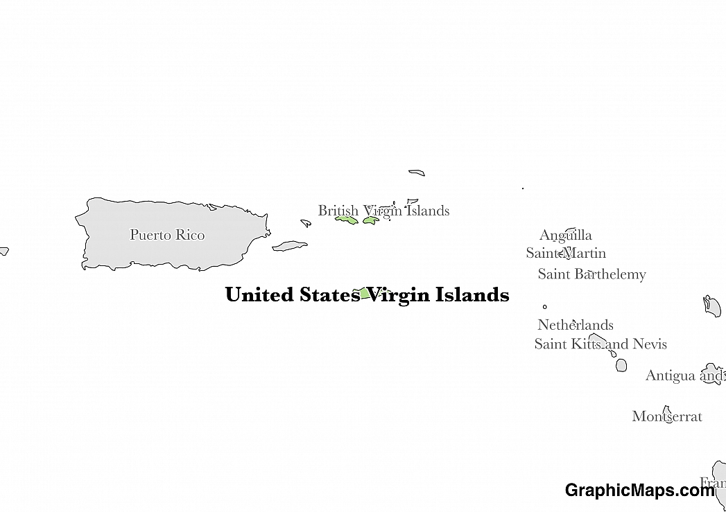 Map showing the location of U.S. Virgin Islands