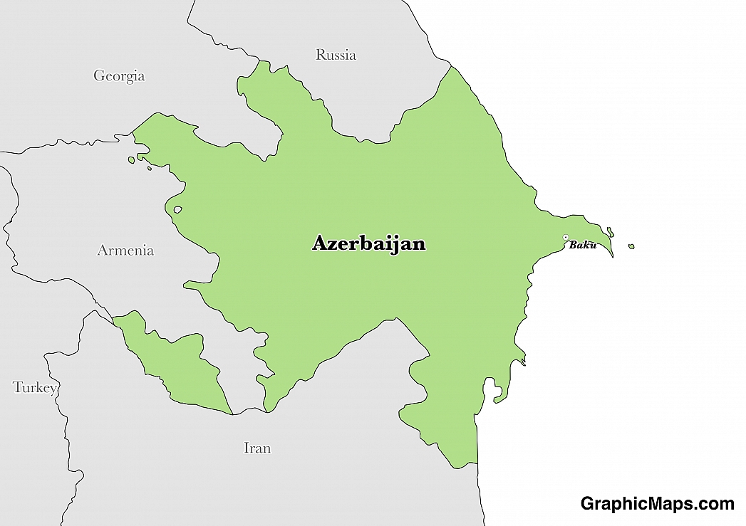 Map showing the location of Azerbaijan