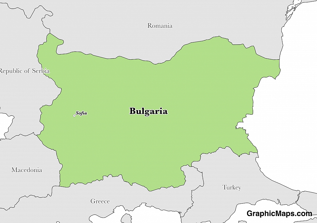 Map showing the location of Bulgaria