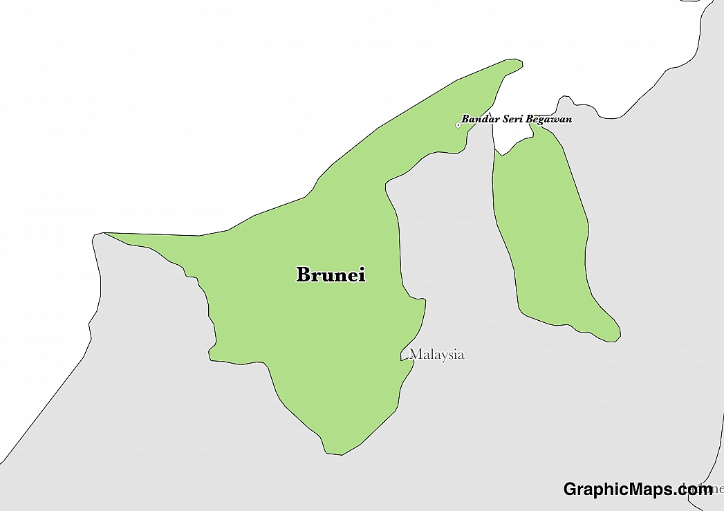 Map showing the location of Brunei