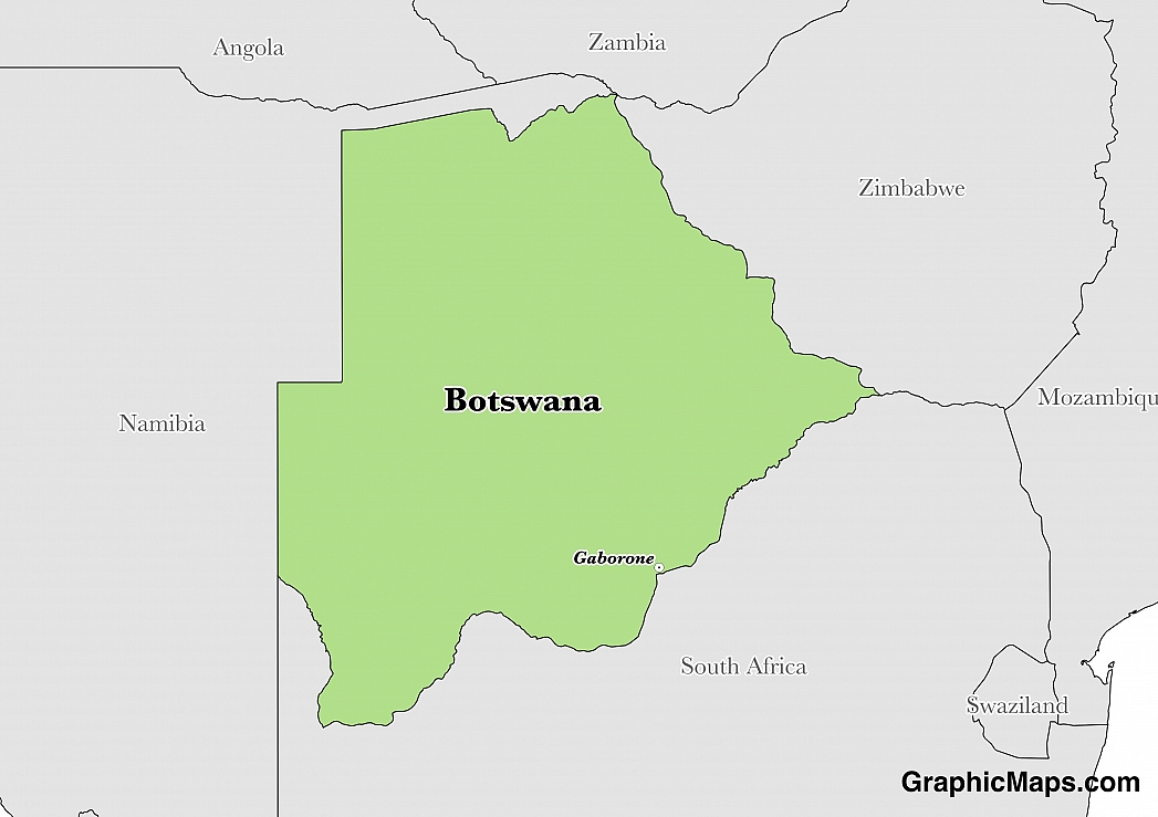 Map showing the location of Botswana