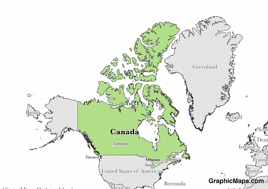 Map showing the location of Canada