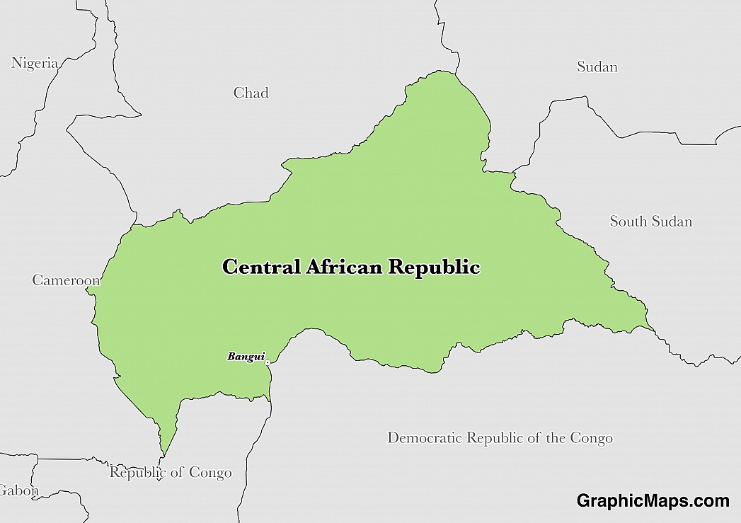 Map showing the location of Central African Republic