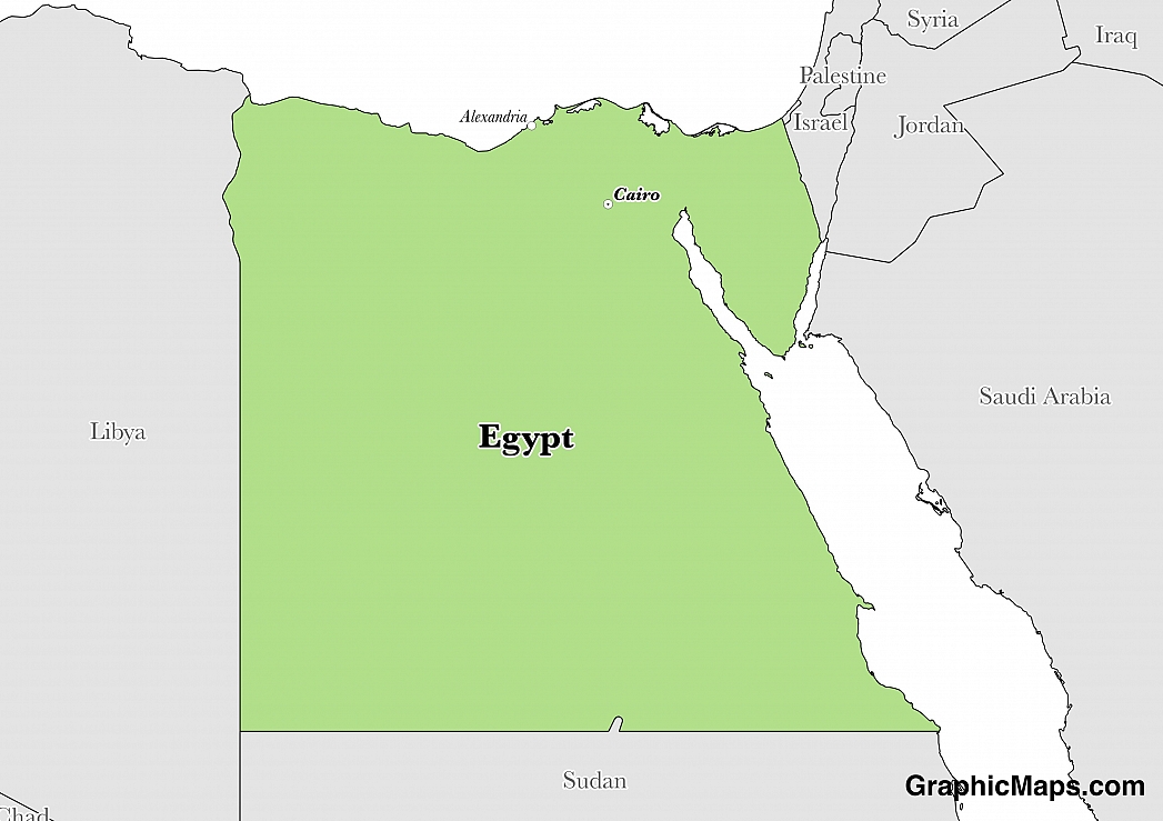 Map showing the location of Egypt
