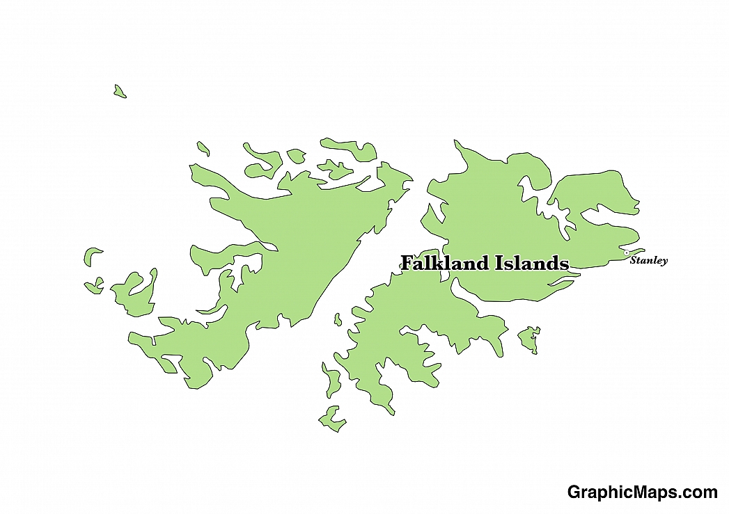 Map showing the location of Falkland Islands