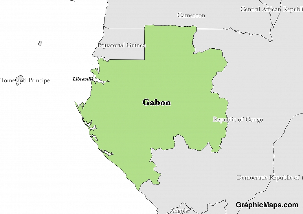 Map showing the location of Gabon