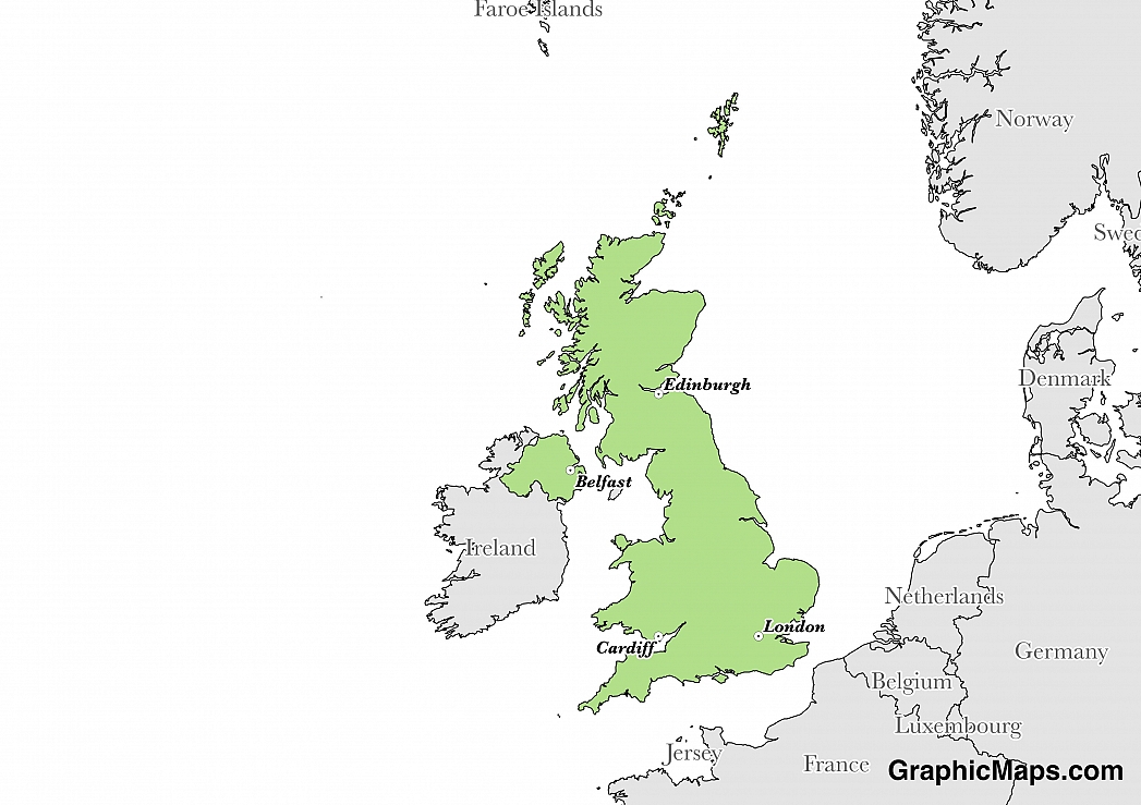 Map showing the location of United Kingdom