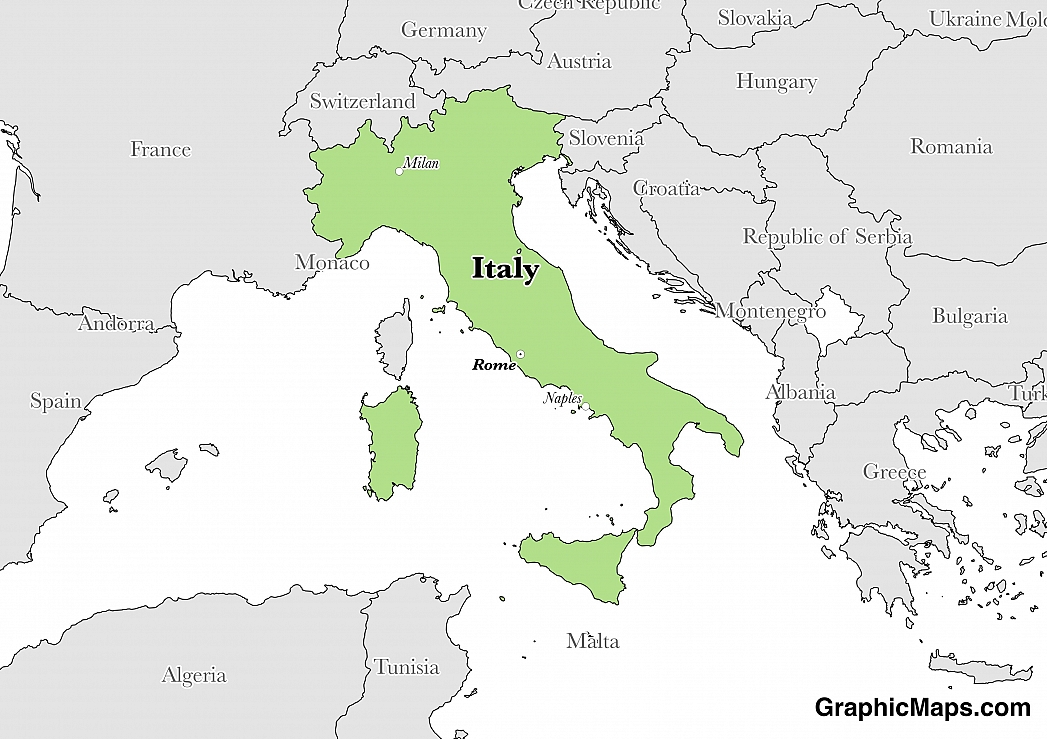 Map showing the location of Italy