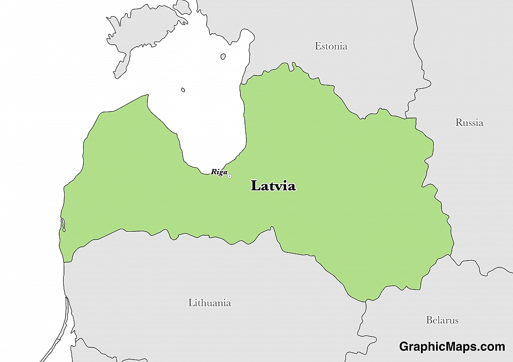 Capital Of Latvia Map Latvia's Capital   GraphicMaps.com