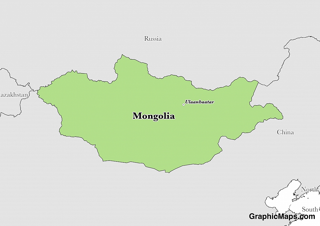Map showing the location of Mongolia
