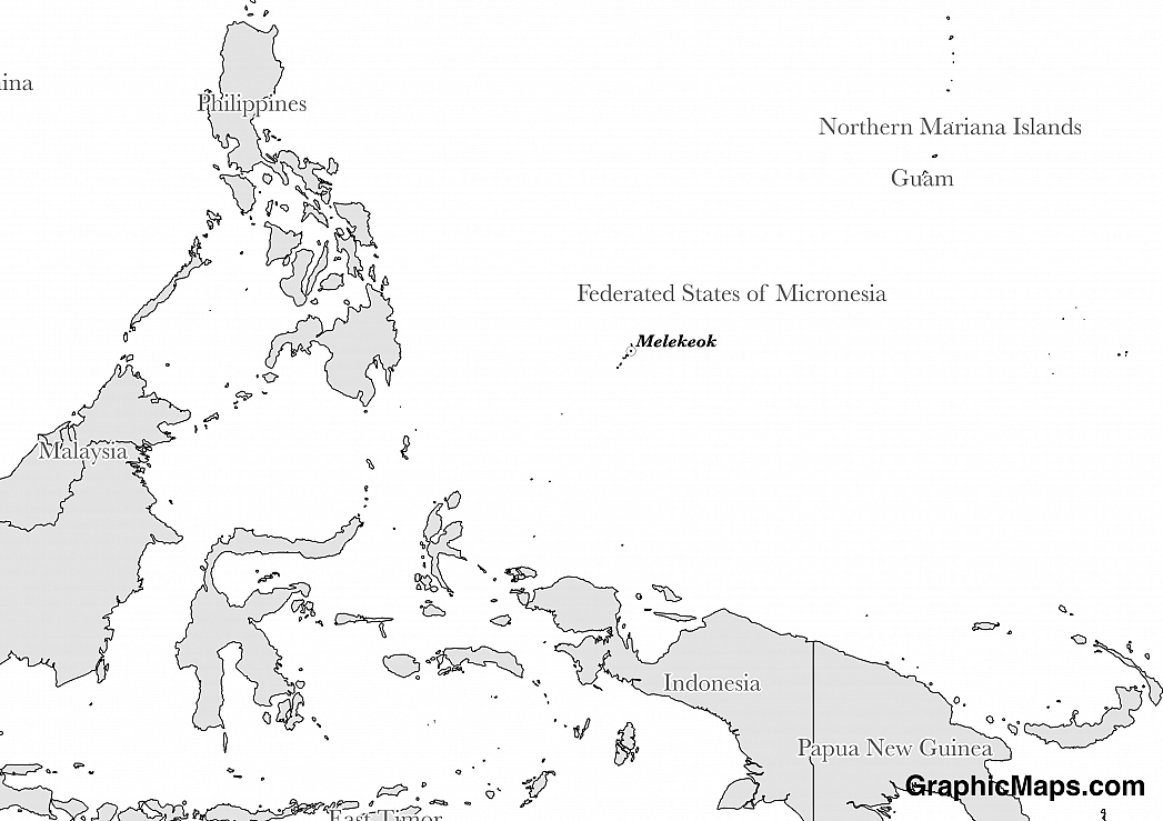 Map showing the location of Palau
