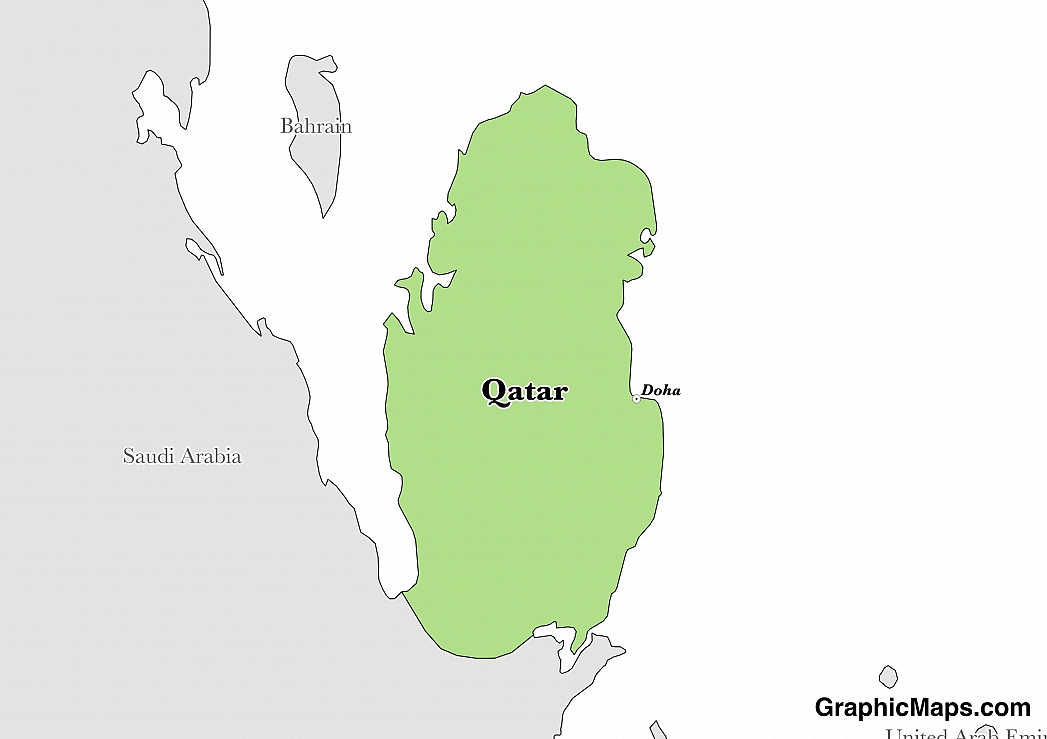 Map showing the location of Qatar