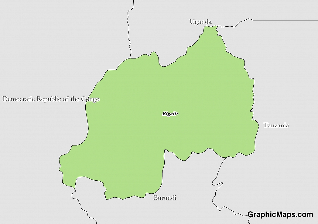 Map showing the location of Rwanda