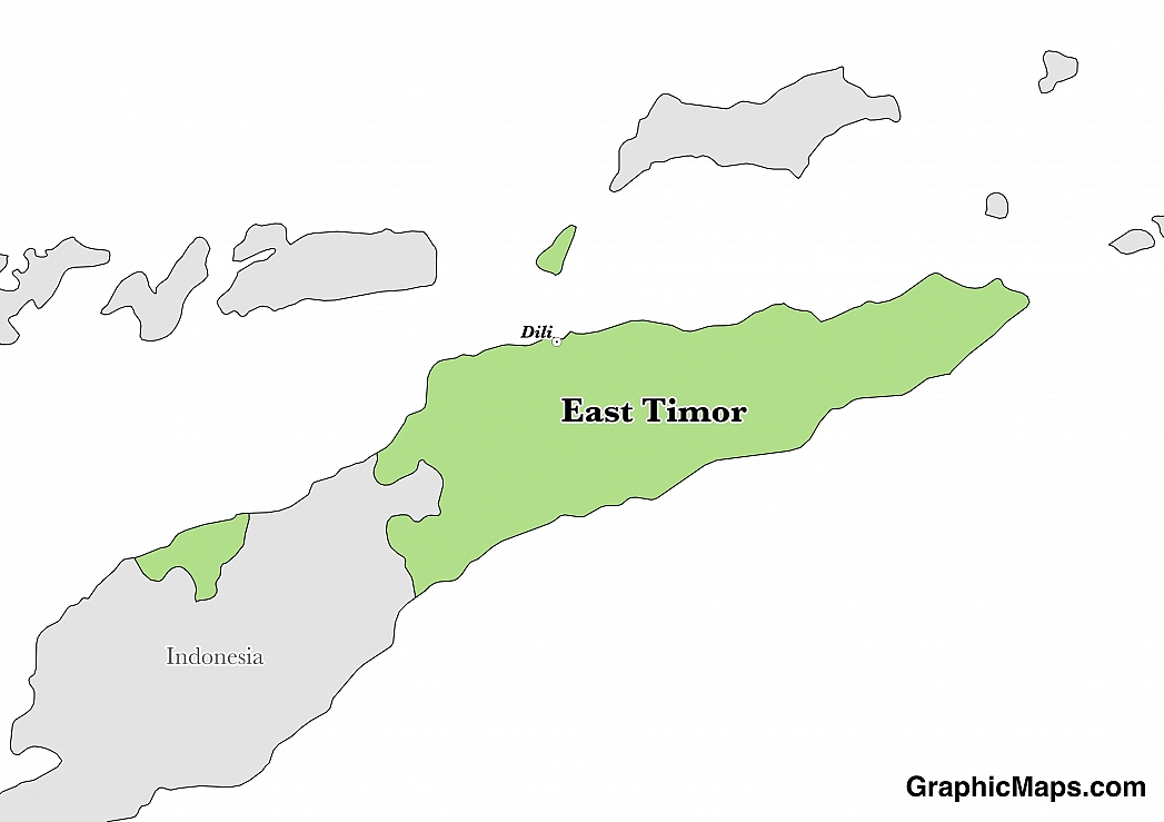 Map showing the location of East Timor
