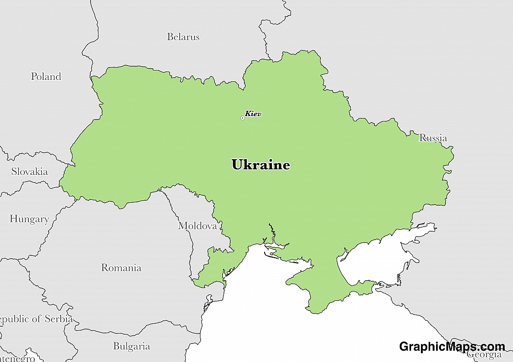 Map showing the location of Ukraine