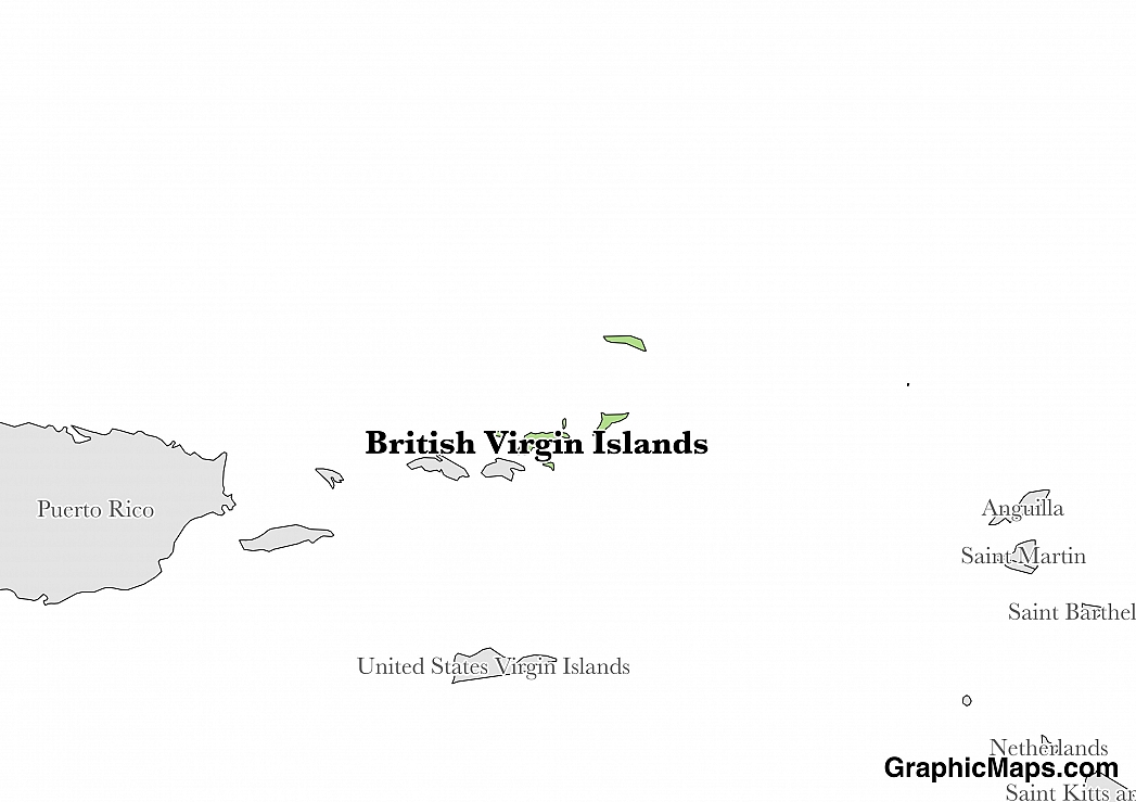 Map showing the location of British Virgin Islands