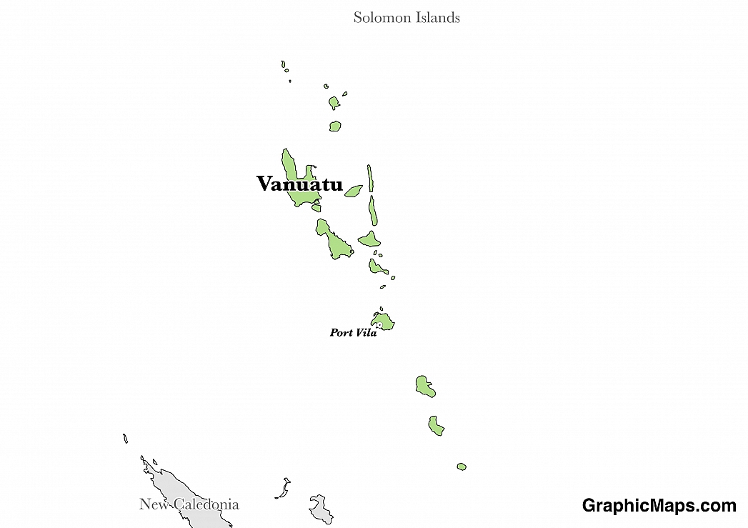 Map showing the location of Vanuatu