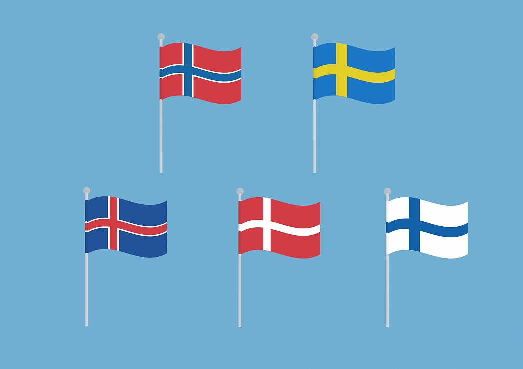 The Nordic countries refer to a group of five countries: Denmark, Sweden, Finland, Norway, and Iceland.